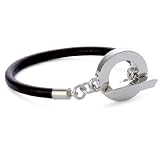 nOir Black Leather With Silver-Tone Toggle Bra