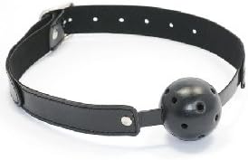 J C Toy - Breathable Ball Gag with Holes, Black Ball Gag (Black Leather with Black Ball Gag) ...