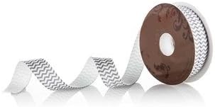 5/8" Chevron Elastic Ribbon - Gray/white - 4 Yards
