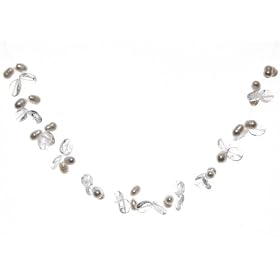 Oi! Ladies N4057  White Fresh Water Pearl and Rock Crystal Necklace