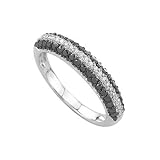 14K White Gold Black & White Round Diamond Ring