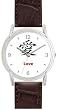Love - Chinese Symbol - WATCHBUDDY&reg; DELUXE SILVER TONE WATCH - Brown Strap - Small Size (Children's: Boy's & Girl's Size)