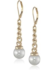 Anne Klein "Fair Lady" Gold-Tone Chain Pearl Drop Earrings
