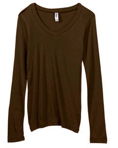Women's Long Sleeve Longer Length V-Neck T-Shirt
