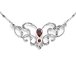 16" Marcasite Necklace with Red Pear Shape CZ