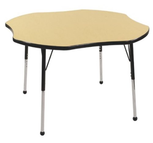 Early Childhood Resource ELR-14101-MBBK-SB 48 in. Maple Clover Adjustable Activity Table with Black Edge and Black Standard Leg Ball Glides