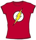  : FLASH LOGO Justice League Juniors Size Fitted Girly Red T-shirt Tee Shirt