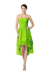 Strapless Chiffon/Satin Sweetheart High-Low-Hem Fitted Bridesmaid Dress 