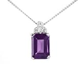 9ct White Gold Ladies 1.1ct Amethyst/3 Diamond Pendant & Chain