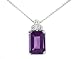 9ct White Gold Ladies 1.1ct Amethyst/3 Diamond Pendant & Chain
