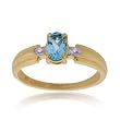 Natural Blue Topaz and Diamond Ring in Yellow Gold