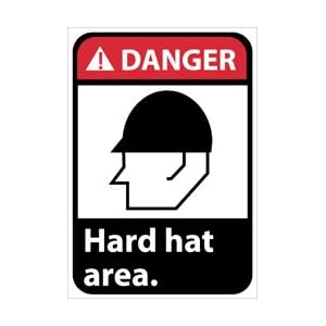 DGA2R - Danger Hard Hat Area 10" X 7" .050" Rigid Plastic