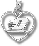 Central Michigan Chippewas Solid Sterling Silver ''C'' Heart Pendant