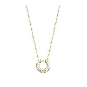 14K Yellow Gold 0.05 ct. Diamond Circle Necklace - 16'' by Katarina Jewelry