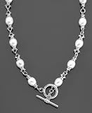 Fresh by Honora Sterling Silver White Oval Cultured Freshwater Pearl Toggle Necklace