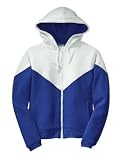 NEW Sport-Tek - Ladies Colorblock Full Zip Hooded Sweatshirt White/Royal-L