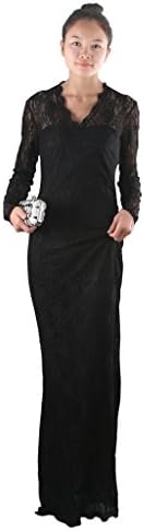 Fashion Autumn New Style Elegant Sexy Bodycon long Sleeve Lace Dress, M, black