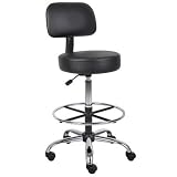 Boss B16245-BK Caressoft Medical/Drafting Stool with Back Cushion