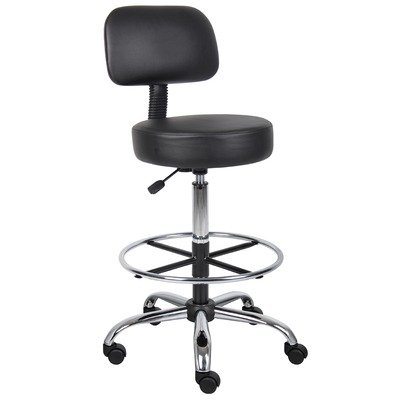 Boss B16245-BK Caressoft Medical/Drafting Stool with Back Cushion