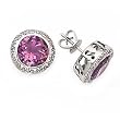 14k White Gold, Diamond & Amethyst Large Stud Earrings (8.06ctw)