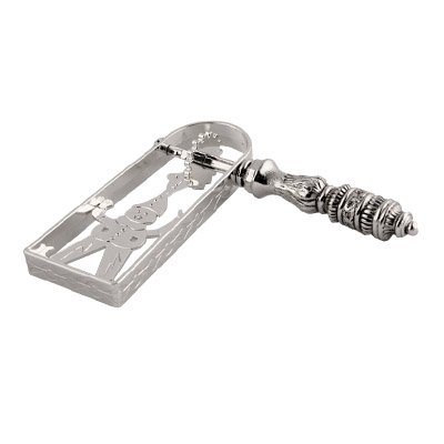 Purim Grogger for Jewish Holiday. Silver Colored. Inner Clown Cut out Design. 