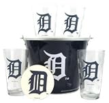 Detroit Tigers Pint Glasses and Beer Bucket Set | MLB Detroit Tigers Gift Set