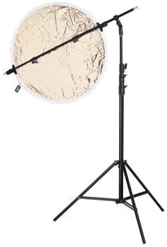 Caltar Photography Photo Video Studio Light Stand 6.5 ft (78") With Cross Arm Boom Reflector Holder + Free 2 in 1 24" reflector