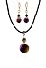 Necklace - N527 - Vitral Colored Fire Polished Glass Pendant hung on 16" Black Velvet Flock Cord + 2" Extension Chain AND matching Earrings ~ Round Shape