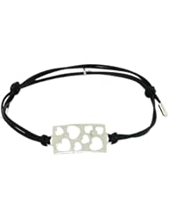 Sterling Silver 925 Rectangular Center Featuring Heart Accents With Adjustabl...