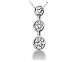0.50CTW Bezel Set Three Stone Diamond Pendant in 14k White Gold