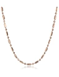 14k Italian Rose Gold Diamond Cut Bar and Beaded Chain Necklace