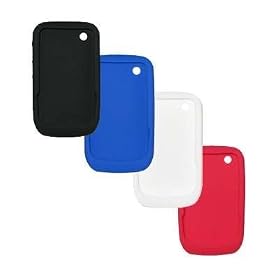 4 Pack of Soft Silicone Gel Skin Cover Cases for Blackberry Curve 8520 (Black/ Blue / White / Red)