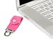 Electronics : USB flash memory stick pink leather key ring - 1GB