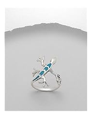 Turquoise (Sky Blue) Lizard Reconstructed stones Ring In 92.5 Sterling Silver