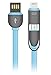 2 in 1 Charging Cord & Data Cable with Micro and Lightning Connectors. Flat cable. Rapid charge and data sync iPhone 5/5C/5S/6/ 6 Plus, iPad, Samsung, HTC, Motorola, Nexus, Nokia, LG, HP, Sony (BLUE)