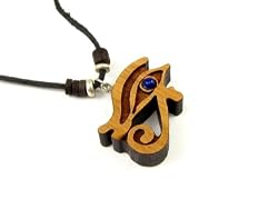 Organic Cherry Tree Egyptian Eye of Ra Pendant with Paua Shell Bead