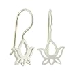 Cut Out Design Lotus Flower Drop Earring in Sterling Silver, #8368