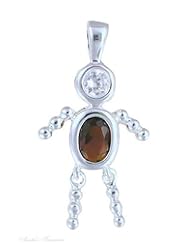 Sterling Silver 18" .8mm Wide Box Chain Necklace With Mothers Womens January Birthstone Babies Boy Male Child Baby Pendant