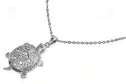 Sterling Silver CZ Necklaces - Turtle - Chain: 16-18" (adjustable) Height: 29mm