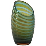 Small Blue and Orange Angle Cut Chiseled Glass Vase