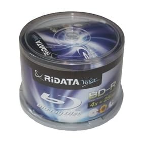 300 Ridata Blu-ray Valor 4X BD-R 25GB Disc White Inkjet Hub by 