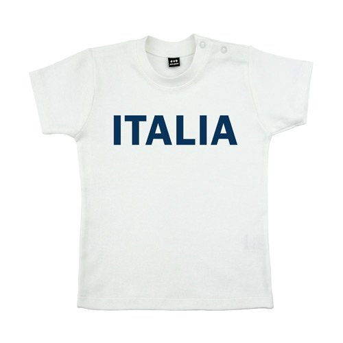 Baby – Kleinkinder T-Shirt – Italia Italien – Textil white / Motiv marineblau Gr. 6-12 Monate