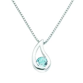 Elements Sterling Silver Ladies P2621T Blue Topaz Checkerboard Pendant. 46cm Box Chain