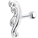 Silver 925 Clear Cubic Zirconia Left Cartilage Earring