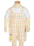 Bebini Madras Plaid 2-Pc Overalls + Tee Set