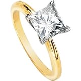 Gorgeous! Women's 14k White-gold Head 14k Yellow-gold Shank Square Brilliant Princess-cut (2 CT) 07.00MM Moissanite Solitaire Engagement Ring