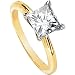 Gorgeous! Women's 14k White-gold Head 14k Yellow-gold Shank Square Brilliant Princess-cut (2 CT) 07.00MM Moissanite Solitaire Engagement Ring