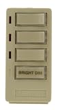 Leviton 16450-4D DHC 4 Button, 3 Address, On/Off, Group Dim/Bright Wall Mounted Controller Uni-Base Face, 1-Way Communication, Ivory