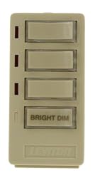 Leviton 16450-4D DHC 4 Button, 3 Address, On/Off, Group Dim/Bright Wall Mounted Controller Uni-Base Face, 1-Way Communication, Ivory