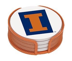 Absorbent Coaster Gift Set University of Illinois - Coordinating Holder Included